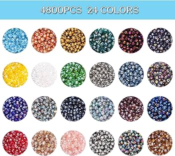 beads様 Amazon.com: Suhome 4800pcs 24 Colors 4mm Electroplated