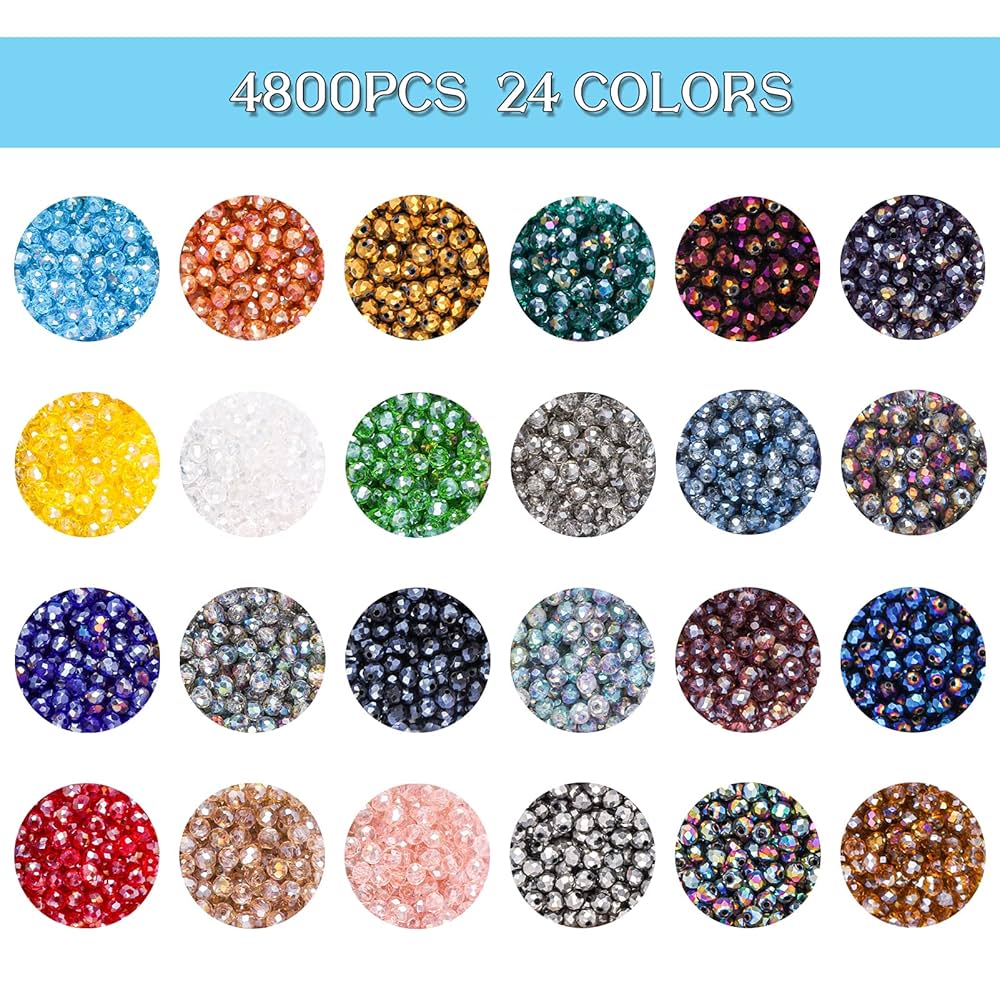 Amazon.com: Suhome 4800pcs 24 Colors 4mm Electroplated