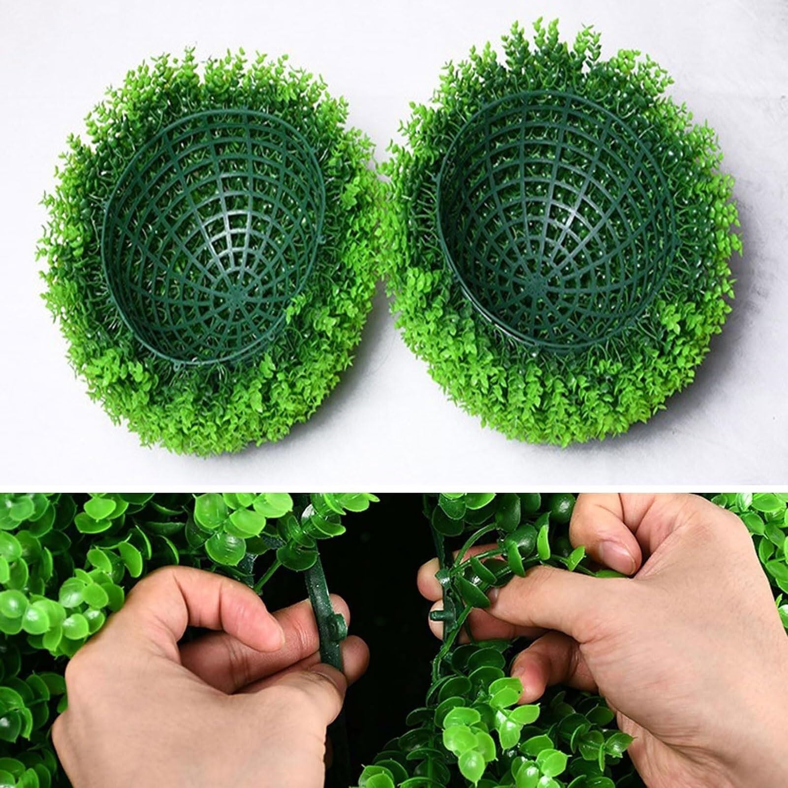 Ekran żywopłotu ze sztucznych roślin, Dekoracja zielonych z kwiatami i roślinami zielonymi sufitu domu Kula trawy Sztuczna wisząca kula topiary 20 cm Kulki sztucznej na zewnątrz (30 cm)(40cm)