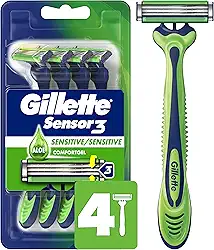 Gillette Sensor3 Sensitive Navalha descartável masculina, 4 lâminas