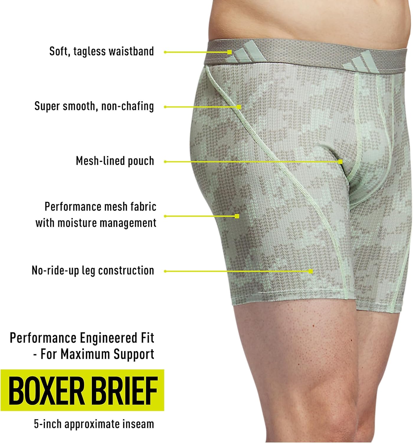 adidas Men's Performance Athletic Mesh Boxer Brief Underwear, Moisture Wicking, Sport Comfort, 3-Pack - Image 4