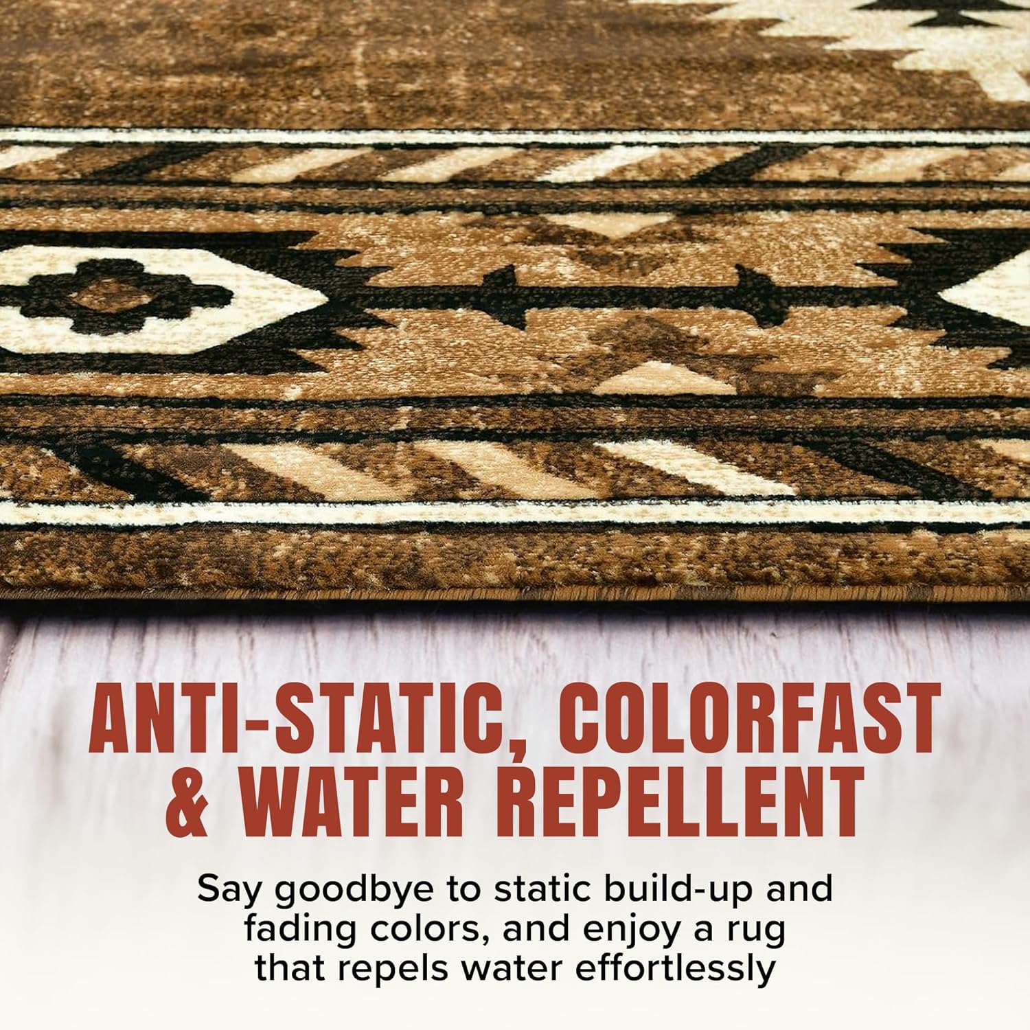 YHSF Southwestern Area Rug - Anti Static, Washable, Soft Native American Tribal Floor Rugs for Living Room, Bedroom, Hallways, and More - Easy-to-Clean Home Decors - Cigar, 2 Feet x 7 Feet
