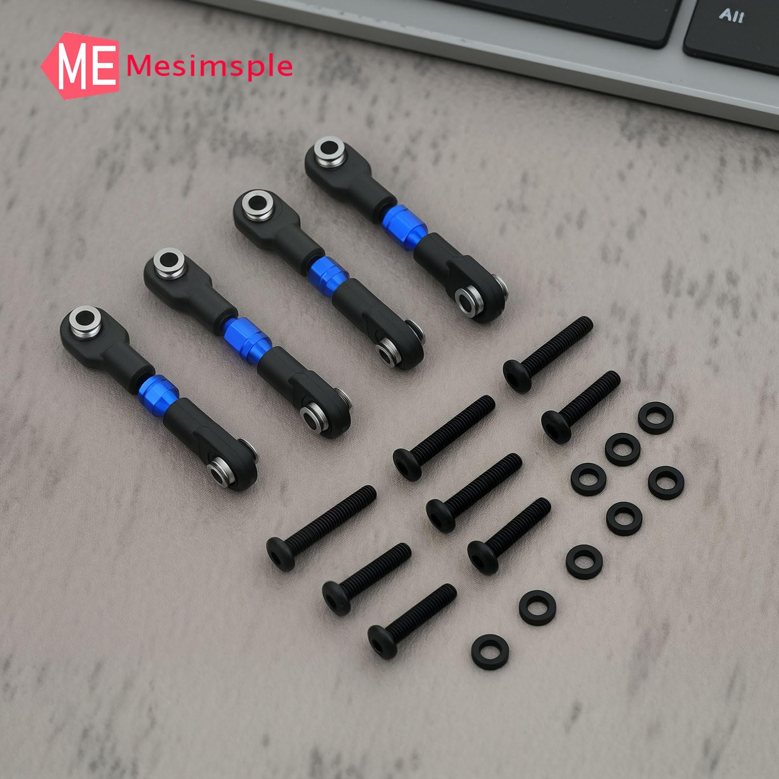 8pcs S2 Hard Steel Adjustable Front and Rear Toe Links Push Rods with Aluminum Ends Red for Traxxas 1/16 Mini E-Revo Summit 7138 7118