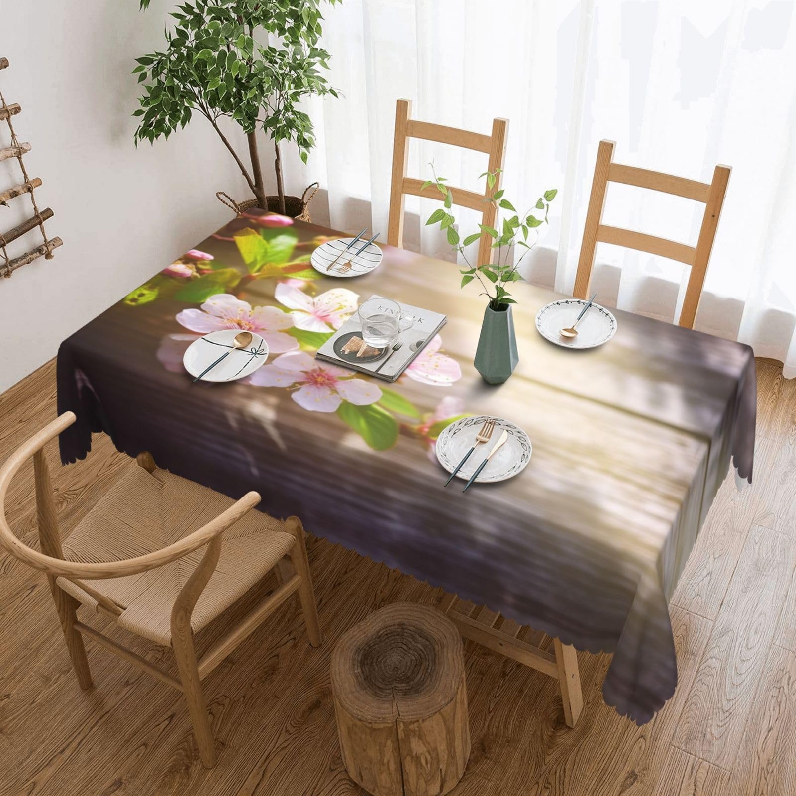 Nappe de table imperméable anti-tache imprimé fleurs 137x183