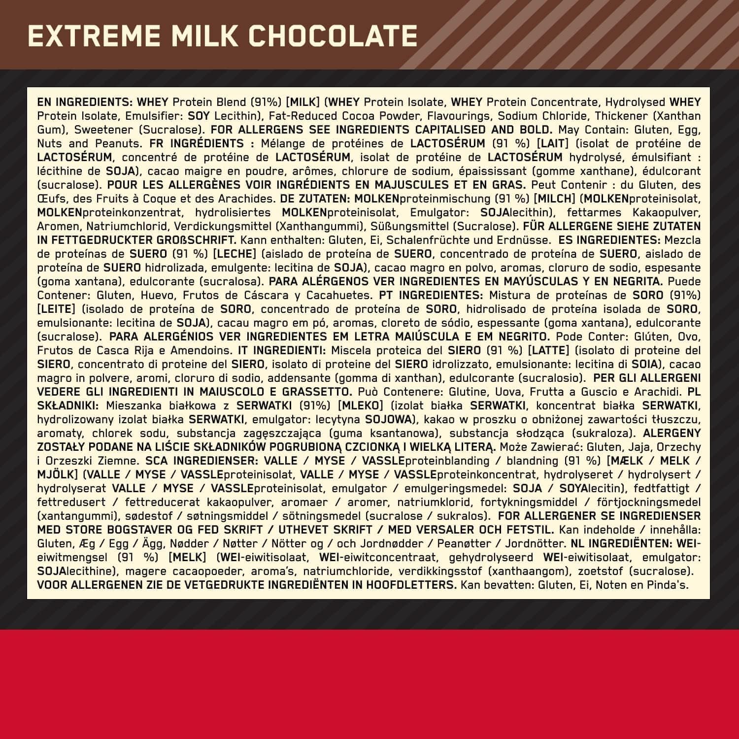 Optimum nutrition Whey gold standard - 2,25 kg Extreme milk Chocolate