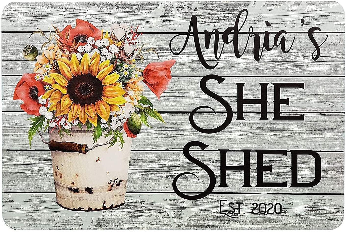 rayprint She Shed Metal Tin Signs Sunflowers Vintage Posters Farm Decor Room Decor Home Aluminum Sign Wall Decor Club Retro Plaque 8x12inch