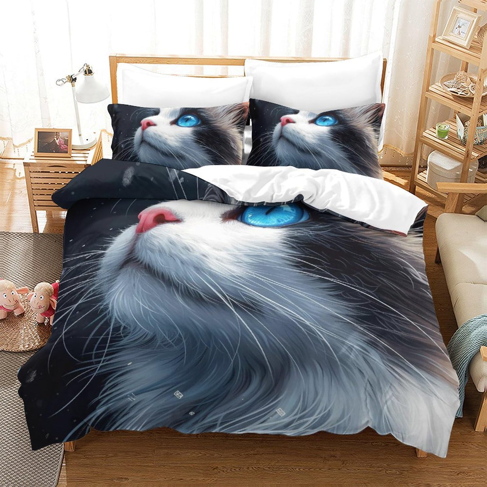 Ensemble de literie chat 3D ultra douce pour éviter la transpiration nocturne