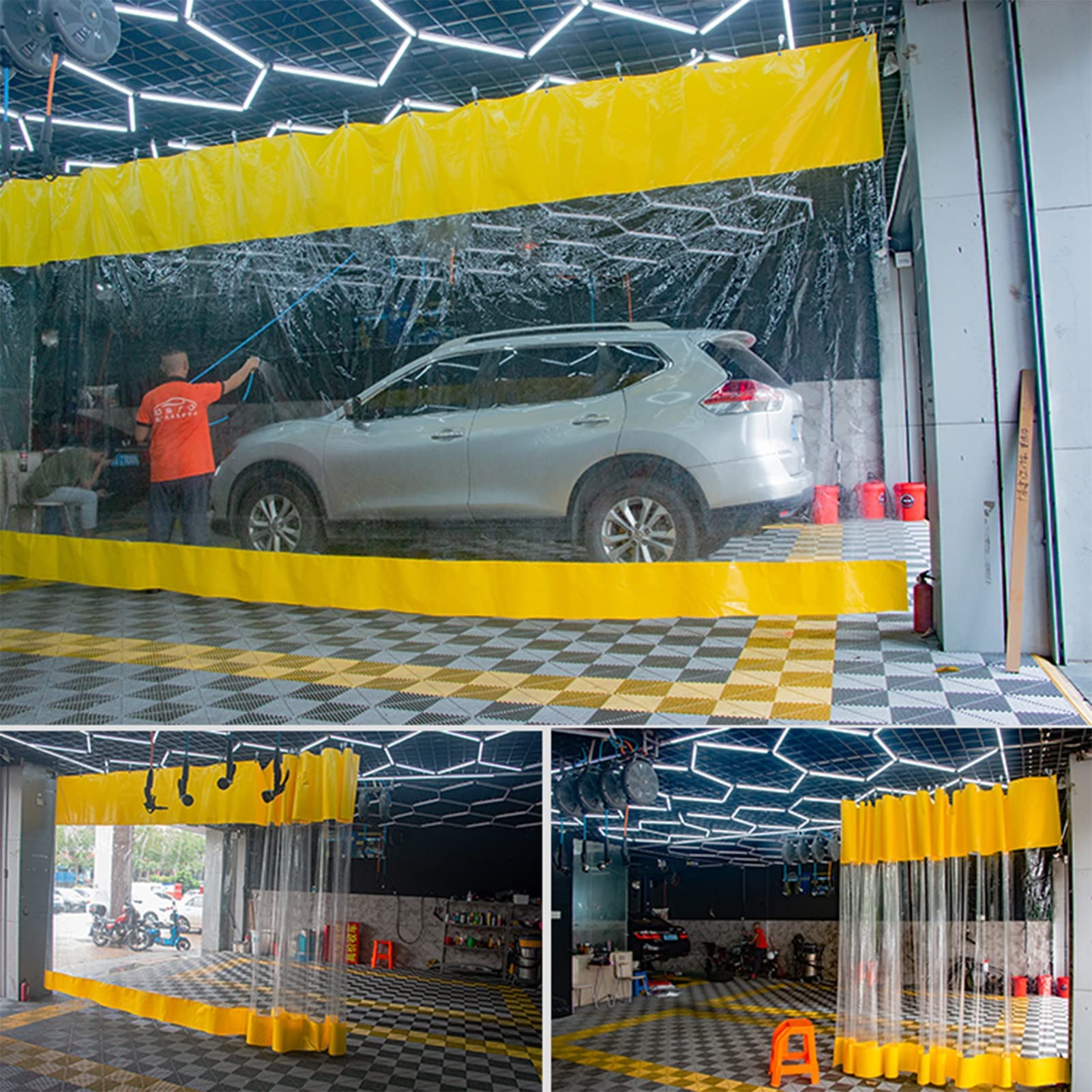 Telone trasparente impermeabile per officine e negozi di bellezza, copertura in plastica (3,2 x 2,6 m) protezione esterna durevole per le aziende automobilistiche