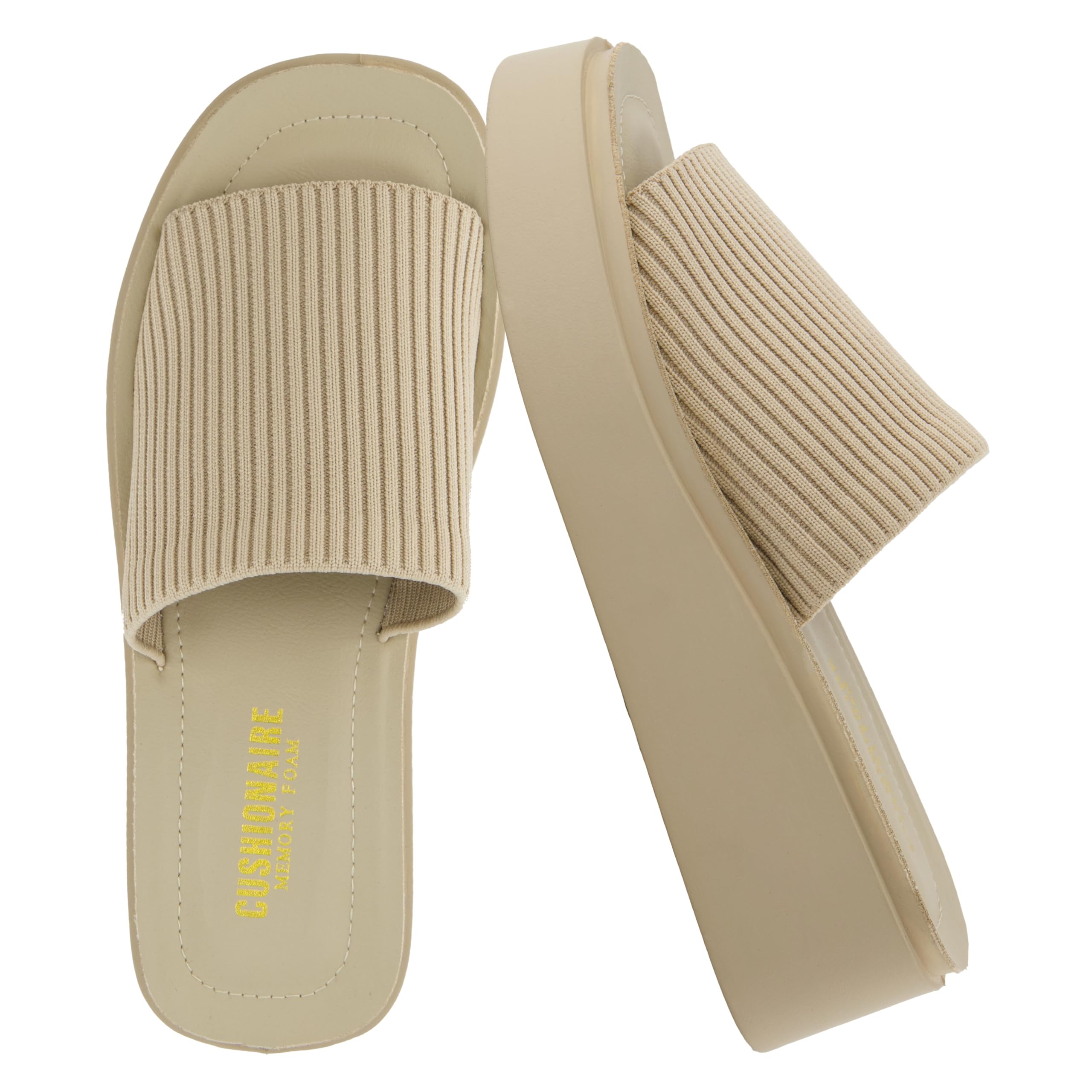 CUSHIONAIRE Pim Wedge Chunky Platform Womens Sandals with Firm Knit Upper & Memory Foam Summer Sandals for Women