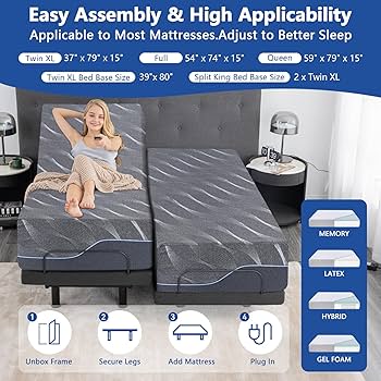 ●SUAVE GOTTI Amazon.com: Split King Adjustable Bed with Mattress,12 Inch