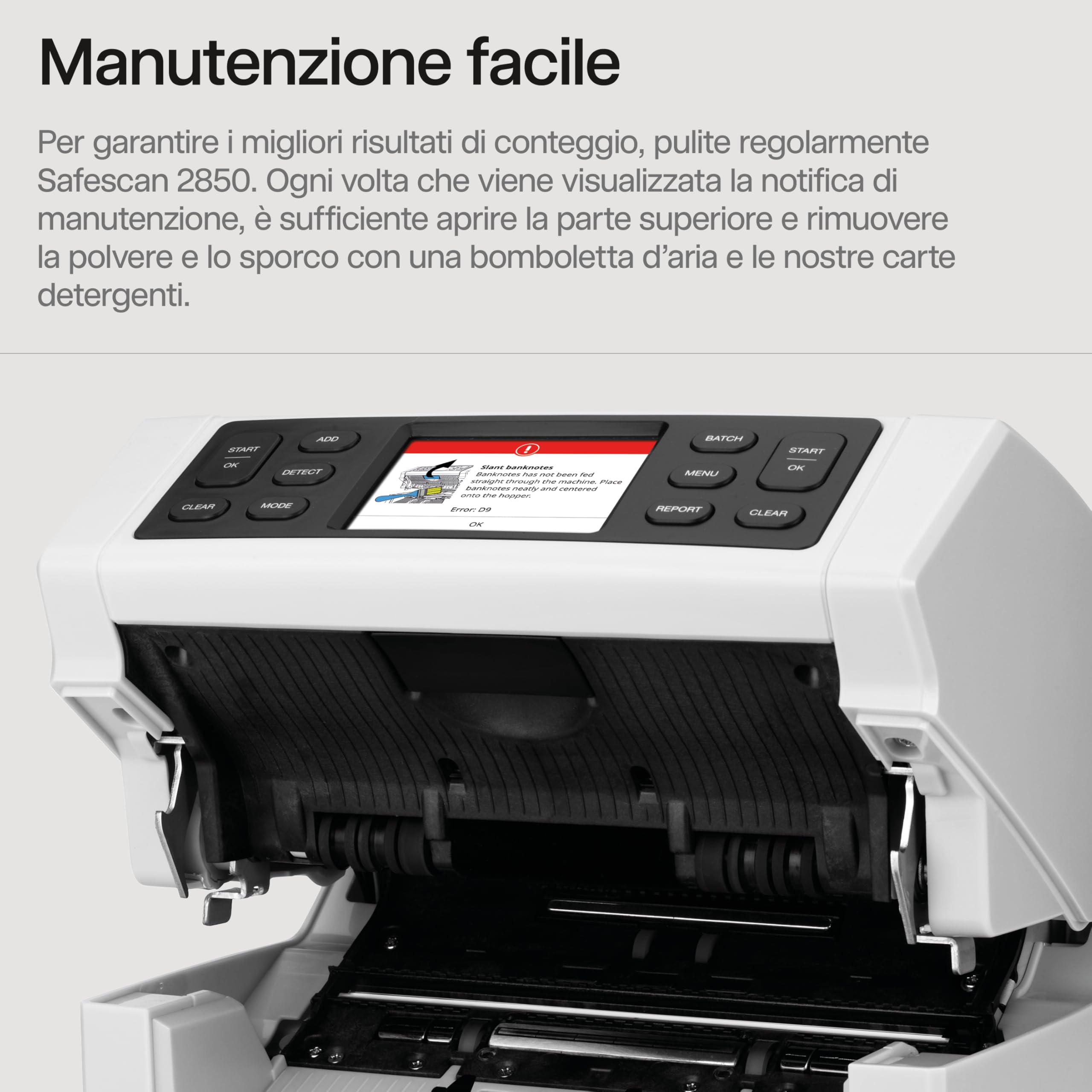 Safescan 2850 contabanconote che conta banconote ordinate - Contabanconote con verifica banconote a 3 punti - Contabanconote con interfaccia multilingue