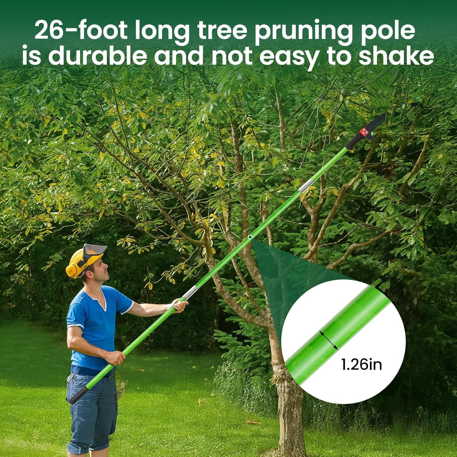 25,6 ft Teleskop Astsäge Hochentaster mit verlängerbarer Stange, Baumsäge für hohe Äste, manuelle Astsäge für Baumrückschnitt, Gartengerät & Handwerkzeug für Garten, Palmen & Eichen