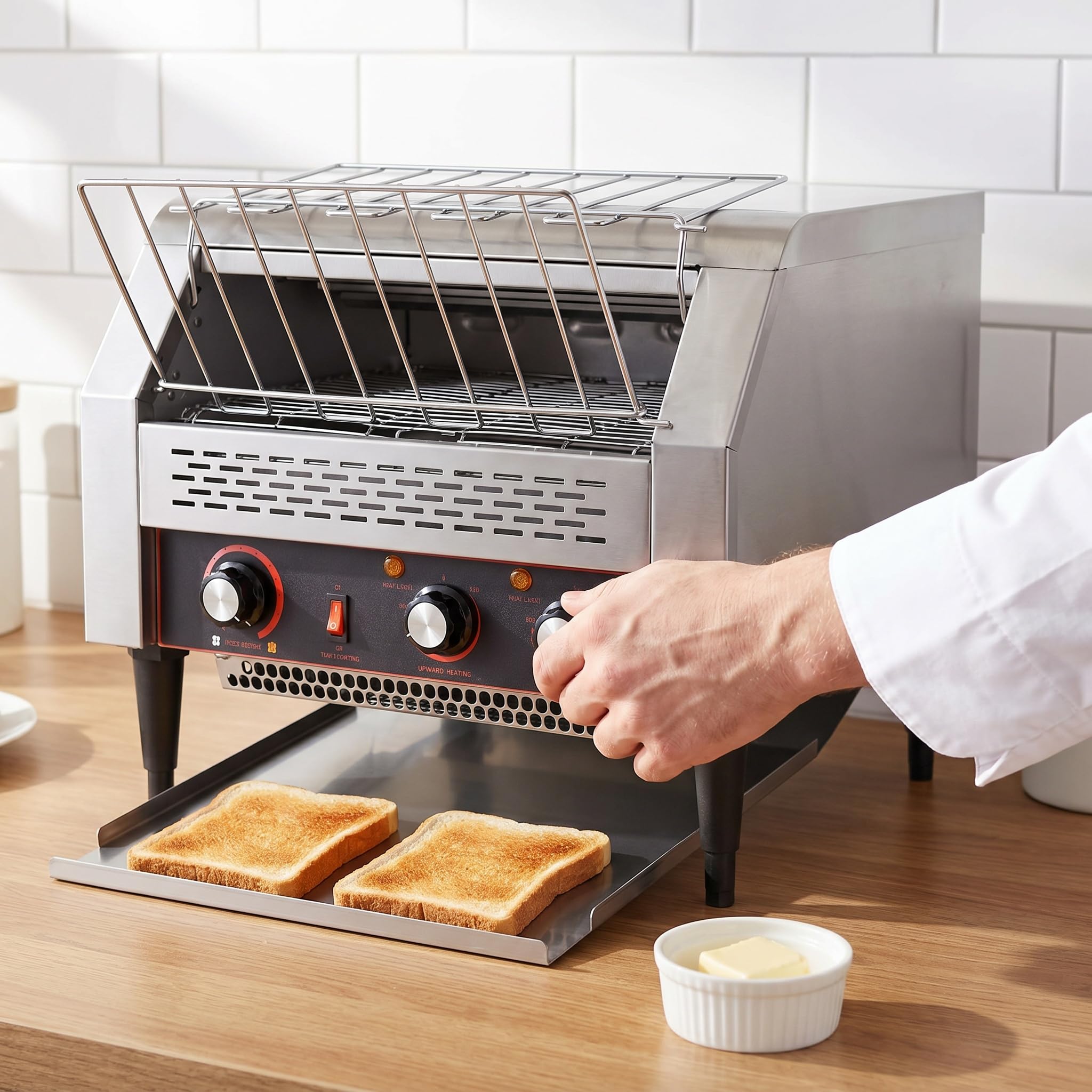 Four Grille-Pain électrique à Convoyeur Professionnel - 450 Tranches/Heure, Acier Inoxydable - Idéal pour Restaurants, Boulangeries Et Buffets - Haute Efficacité Et Conception Durable