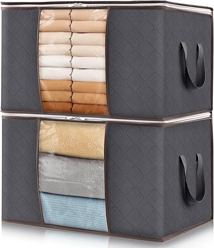 Lifewit Bolsa de almacenamiento de ropa plegable, organizador de armario con asa reforzada, tela resistente, ventana transparente para suéteres,