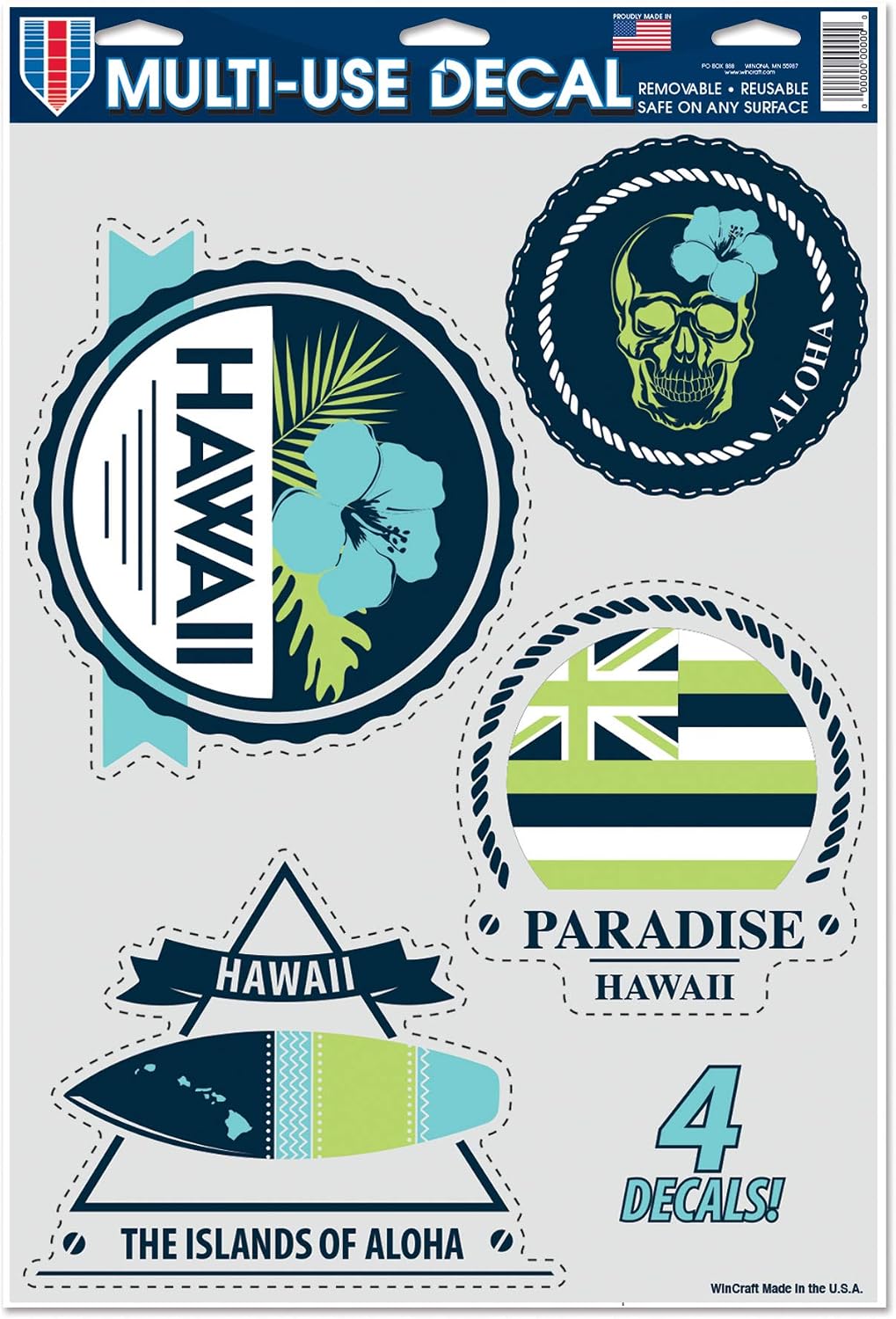 WinCraft Destination Hawaii State/Hawaii Multi-Use Decal 11" x 17"State/Hawaii Multi-Use Decal 11" x 17", Multi, NA