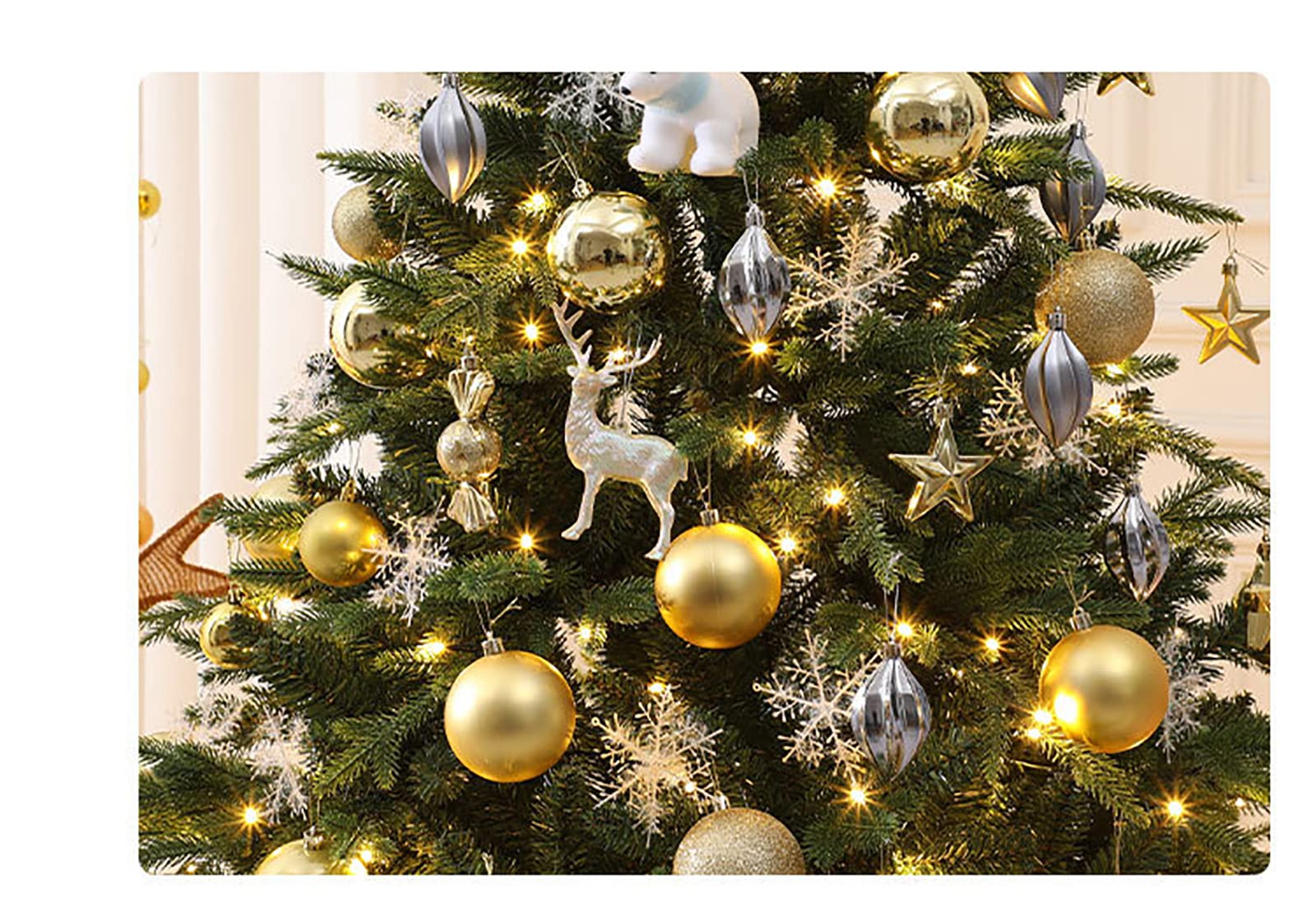 Amazon.co.jp: クリスマスツリー 高濃密度 210cm ゴールドオーナメント