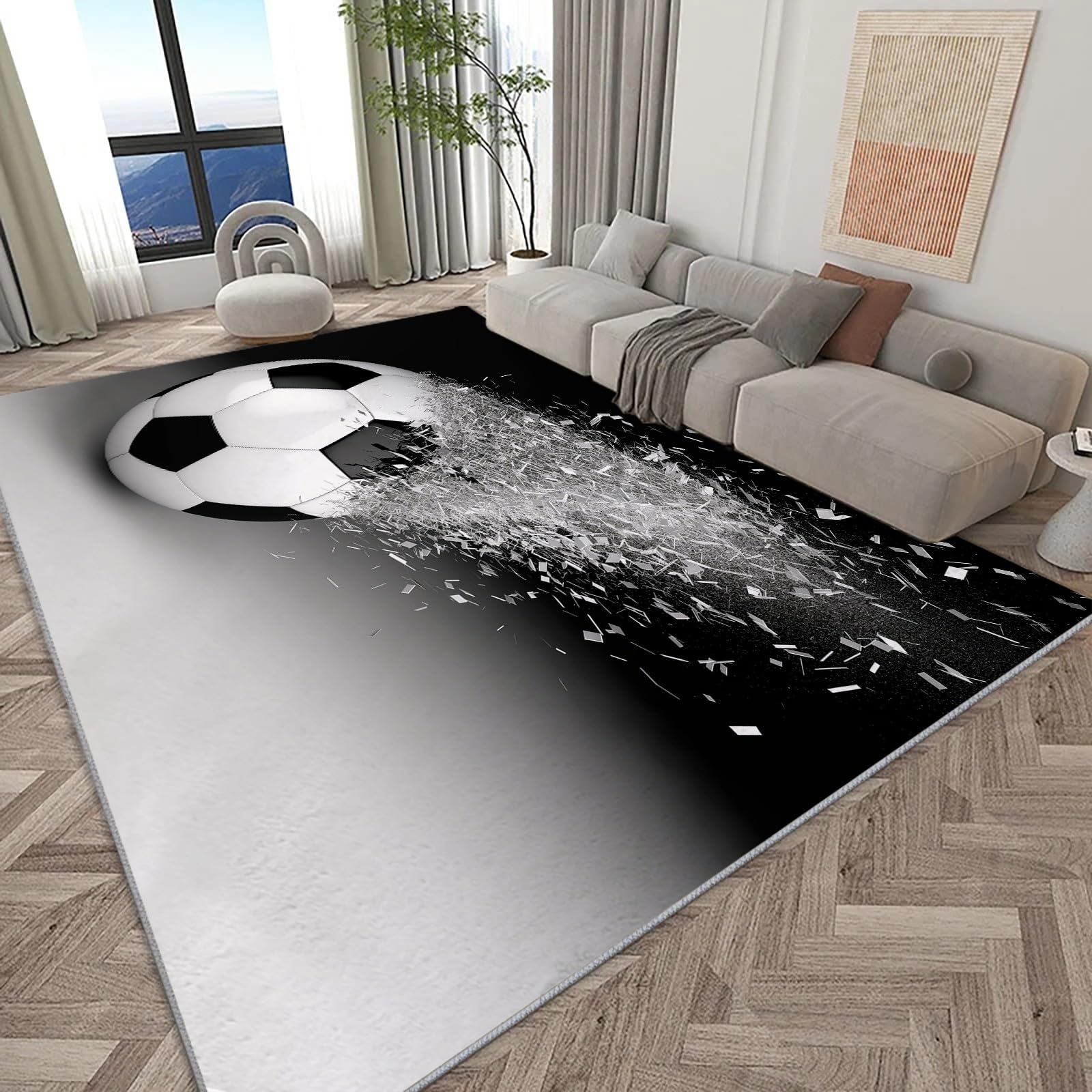 Tapis chambre enfant football antidérapant poil court doux résistant 120x170