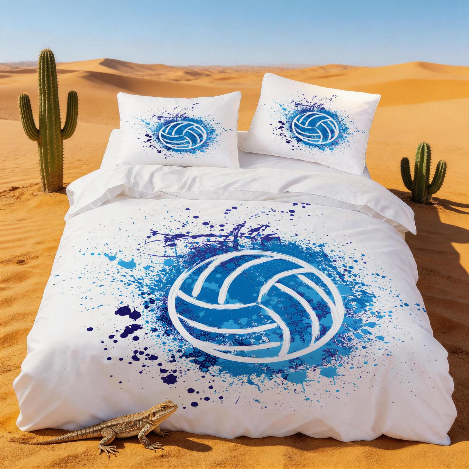 Housse de Couette 220x240 Volley-Ball en Microfibre avec Taies