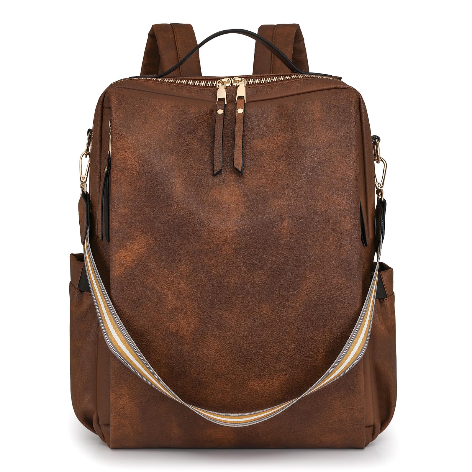 Zaino Porta Computer Donna in Pelle, Zaino in Pelle Donna per PC, Numerose Tasche e Scomparto Separato per Laptop, Ideale per Lavoro e Viaggio