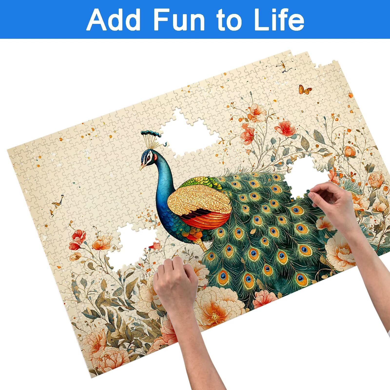 Puzzle 6000 Pezzi per Adulti Bambini, Puzzle Fiore in Legno per Adulti, Puzzles Pavone Impegnativi, Giochi Educativo per Famiglie, Rompecapo con Scatola per Decorazioni Casa, Regalo Donna, -9080