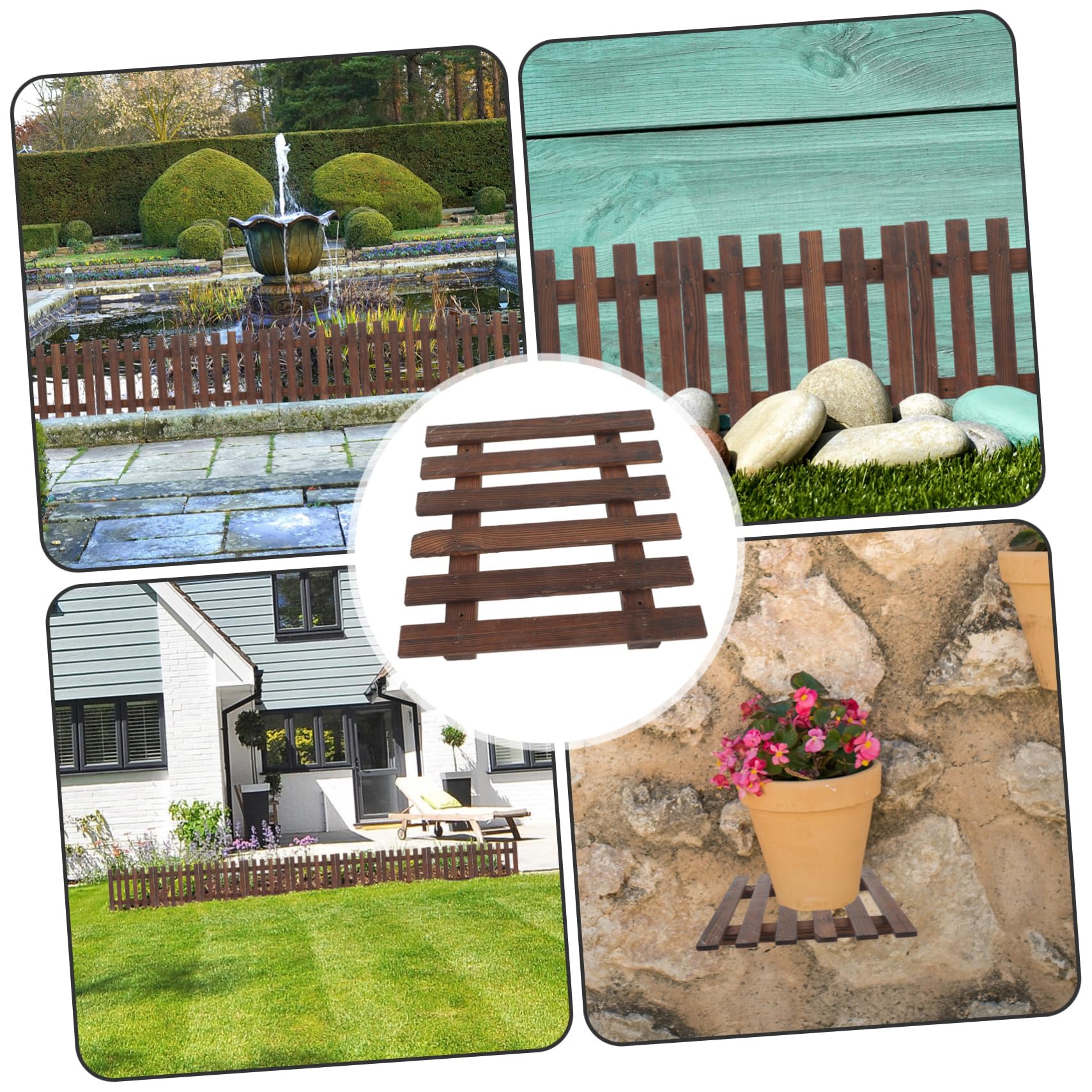 HEMOTON Hanging Flower Pot Stand Wooden Wall Planter Rack Plant Ladder Decorative Succulent Planter Bracket Balcony Rack