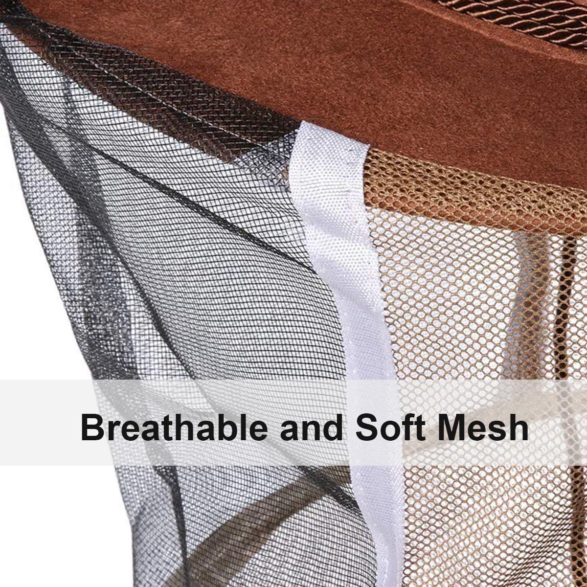 2 Pack Beekeeping Cowboy Hat, Beekeeping Hat with Veil Bee Veil Hat with Visibility Veil Professional Beekeeper Hat Beekeeping Protective Gear