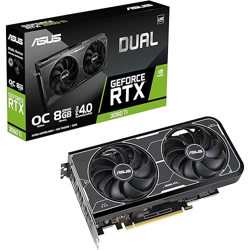 ASUS Dual NVIDIA GeForce RTX 3060 Ti OC Edition Graphics Card (PCIe 4.0, 8GB GDDR6X Memory, HDMI 2.1, DisplayPort 1.4a, 2-Slot Design, Axial-tech Fan Design, 0dB Technology, and More)