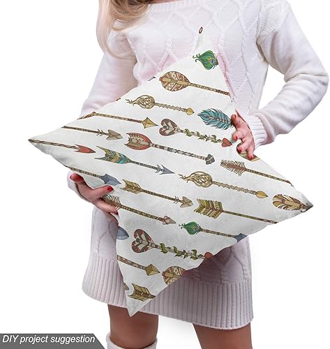 Miniatura 224 de Lunarable - Tela para amantes de perros de The Yard, patrón divertido de animales de dibujos animados en posiciones caprichosas estirando y Beige y