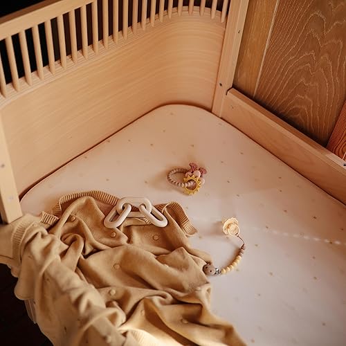 Miniatura 4 de mushie Sábana para cuna elástica y suave, ajustable de 28 x 52 pulgadas (sol)
