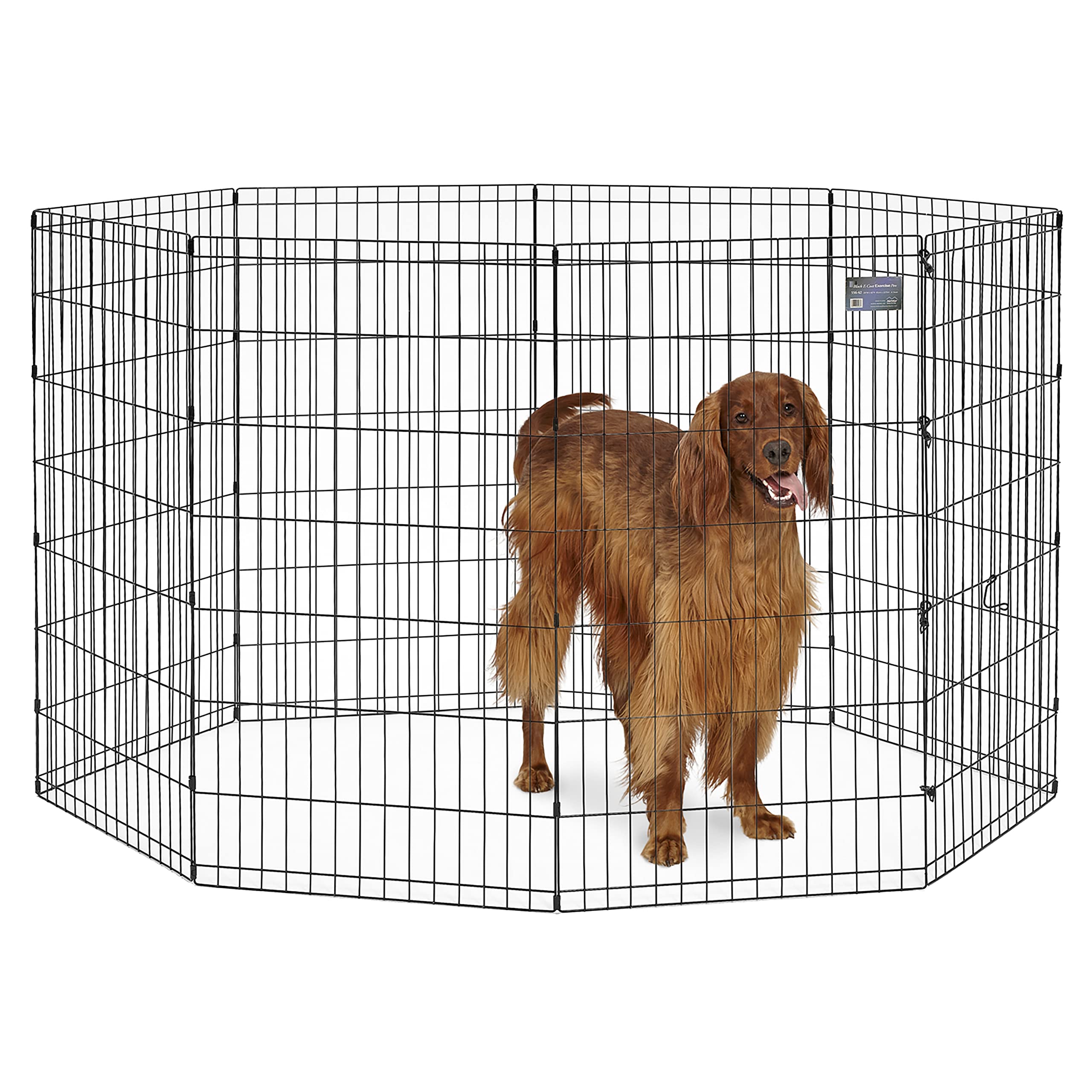 MidWest Homes for Pets Dog Exercise Pen & Playpen, 24"W x 42"H, With Door, Black