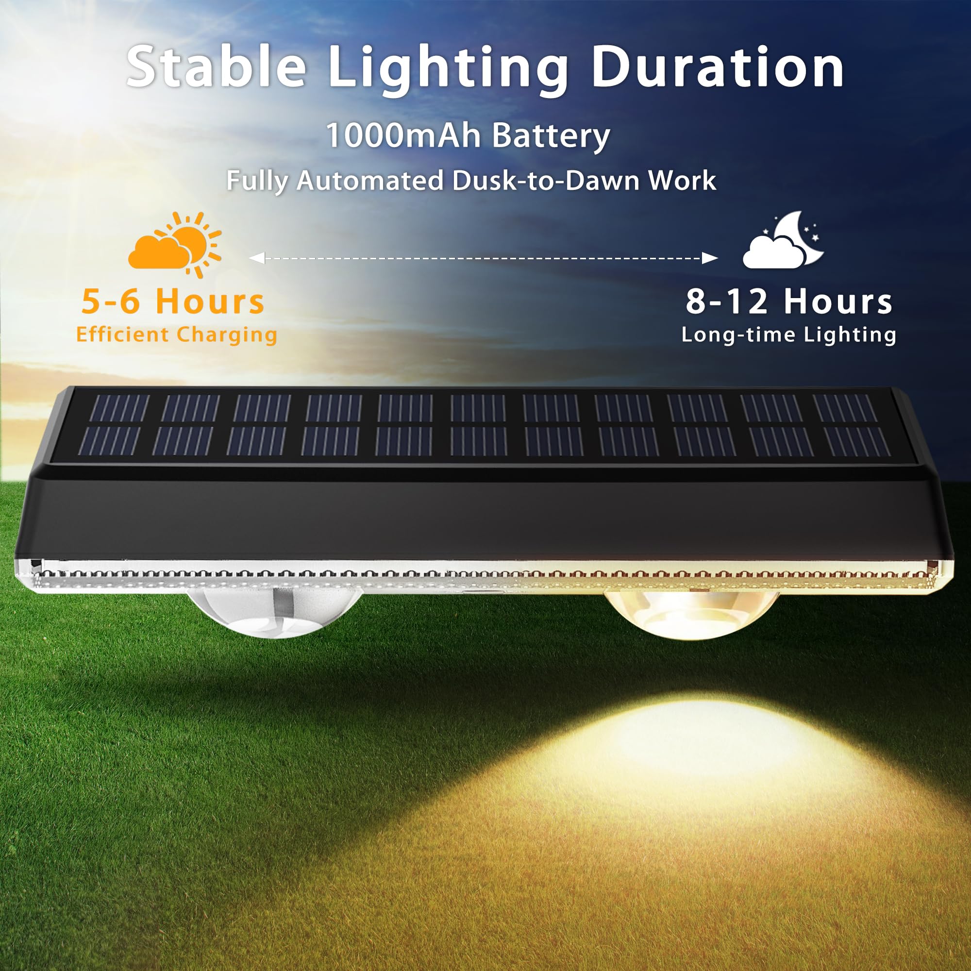 Delaiglow Solar Lights Outdoor Garden Fence, IP67 Waterproof Fence Solar Lights with 3 Colour Modes - Image 2