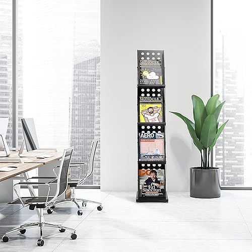 Miniatura 4 de WERTIRUNG Catálogo de revistas para folletos, exhibición de literatura, estante de catálogo de literatura con bolsa de transporte, soporte de