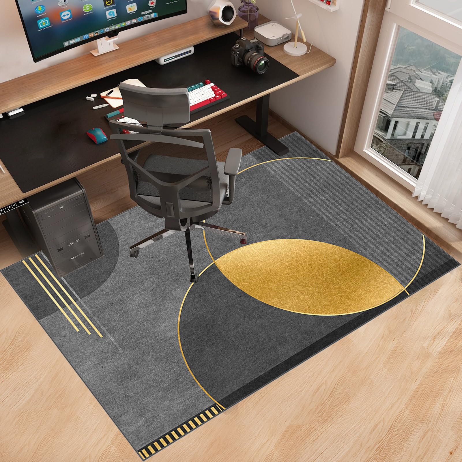 Bodenschutzmatte Gaming Bürostuhl Stuhlmatten für Teppiche mit niedrigem Flor und Hartholzböden,Gaming Teppich Stuhlunterlage, Bürostuhl Teppich Unterlage, 130 x 170 cm Bürostuhlunterlage