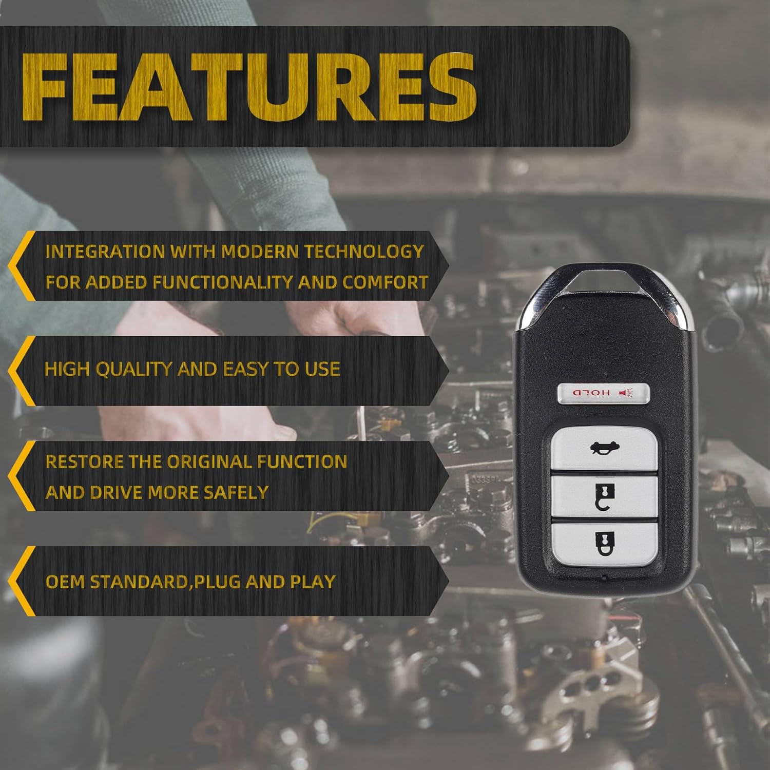 Dasbecan Key Fob Remote Keyless Entry Remote Control Compatible with Honda Civic 2014-2015 Honda Accord 2013-2015 Replace 72147-T2A-A01