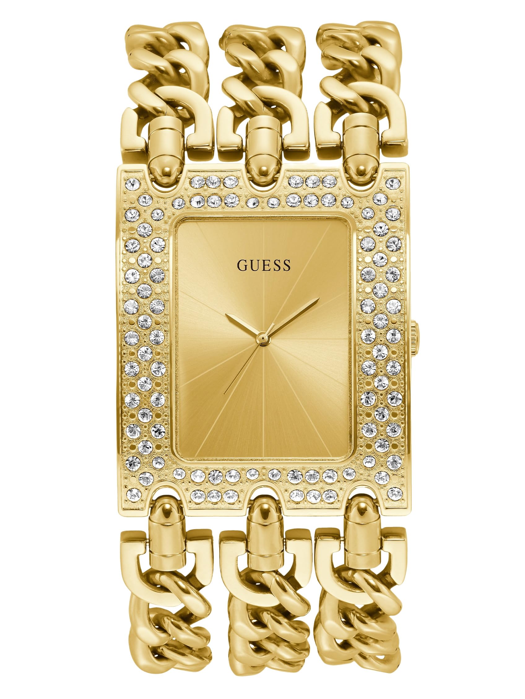 GUESS 39mm Gold-Tone Glitz Chain-Link Watch