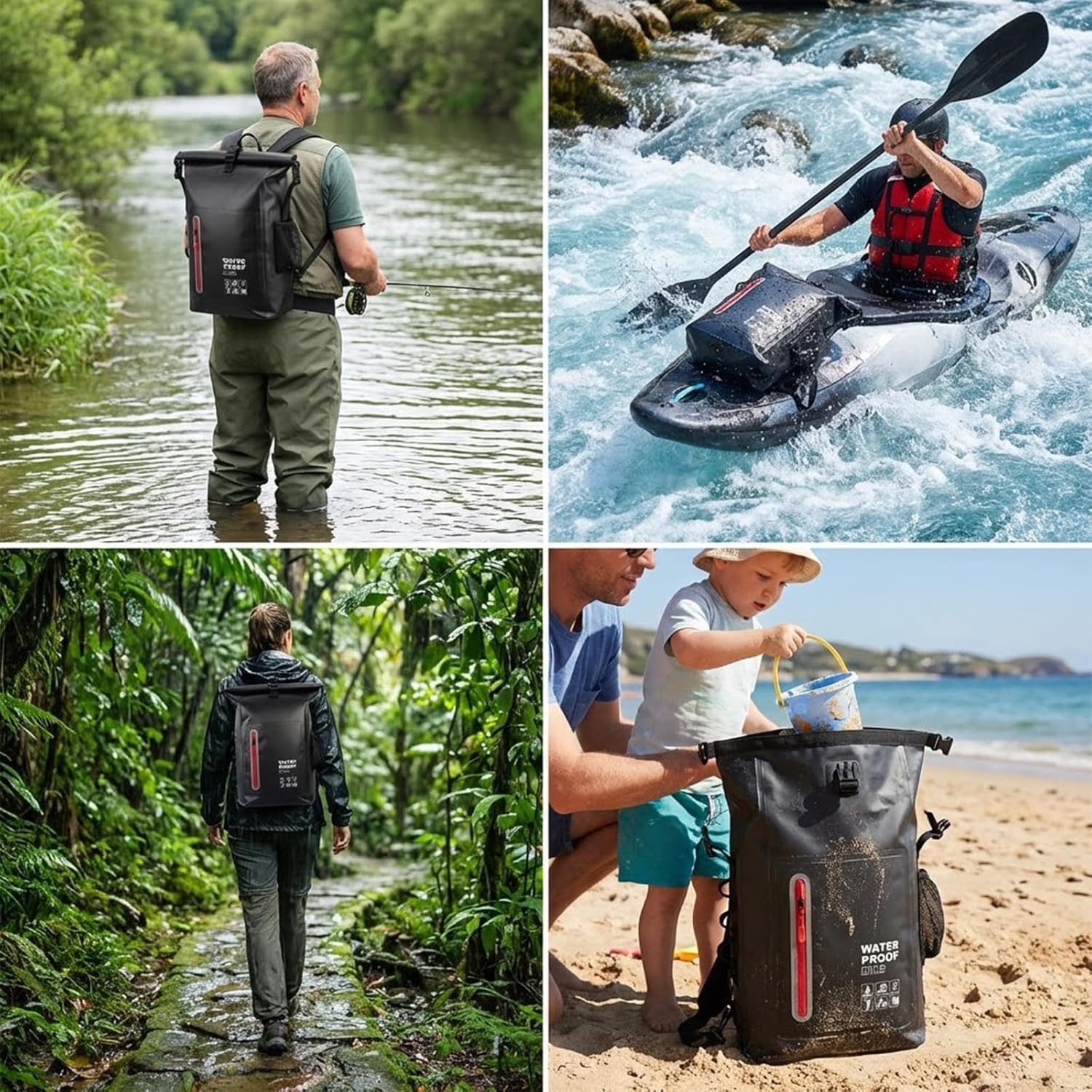 Dry Bag impermeabile 25L fluttuante e leggero sacco asciutto per le donne zaino impermeabile per kayak, canottaggio, pesca, nuoto, campeggio, escursionismo, chiusura roll-top e spallacci