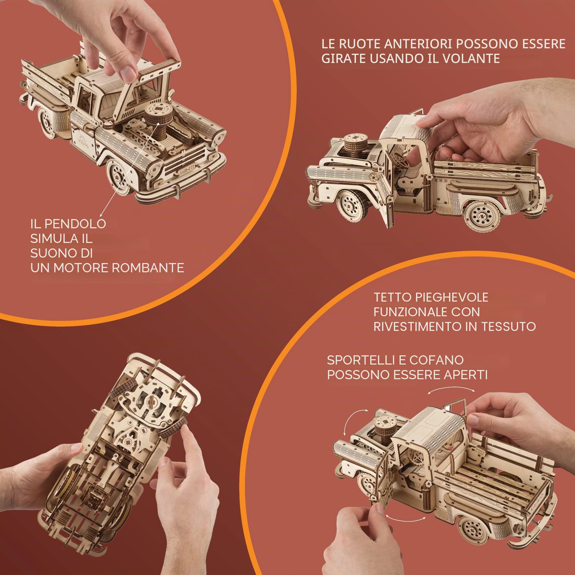 UGEARS Kit Modellino Auto da Costruire - Classico Pickup Lumberjack anni 1950 Puzzle 3D in Legno - Modellismo per Adulti - Puzzle in Legno per Adulti - Puzzle 3D in Legno, Modellini da Costruire