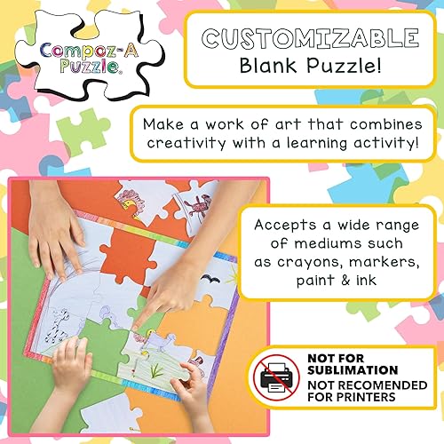 Miniatura 4 de Hygloss Rompecabezas de corazón en blanco para decorar, actividad artística, uso como recuerdo de fiesta, blanco, resistente, 6 x 8 pulgadas, 8