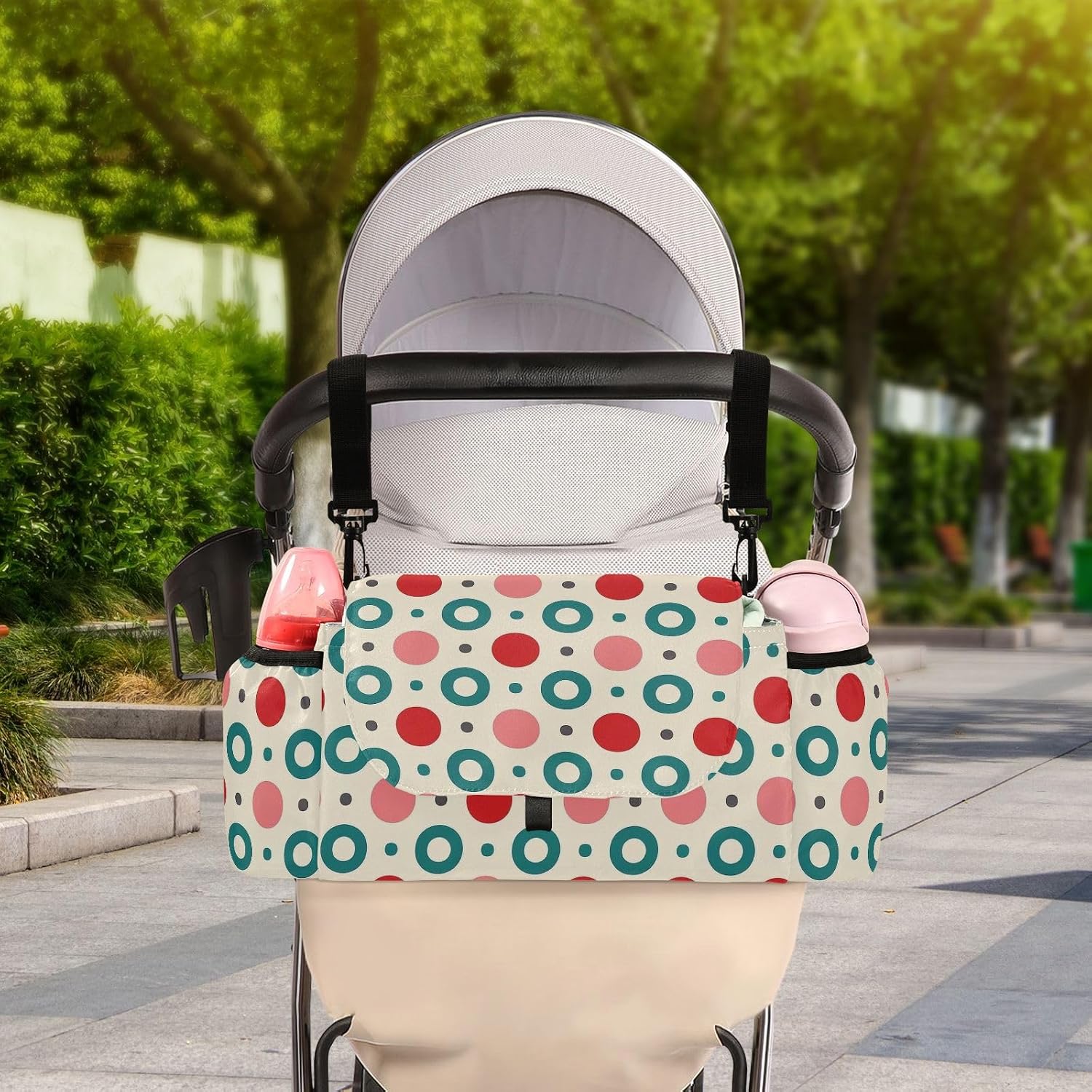 Cyan Red Peach Polka Dot stroller organizer baby caddy organizer large towel acesorios para baby accesorios para carros de