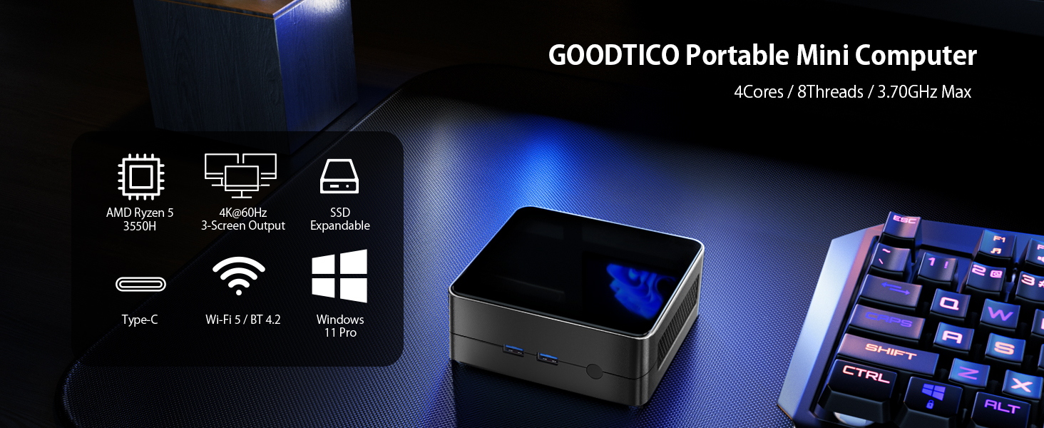 GOODTICO Ryzen5 3550H 8GB/256GB ミニPC GOODTICO Ryzen5 3550H 8GB/256GB ミニPC-【上品】