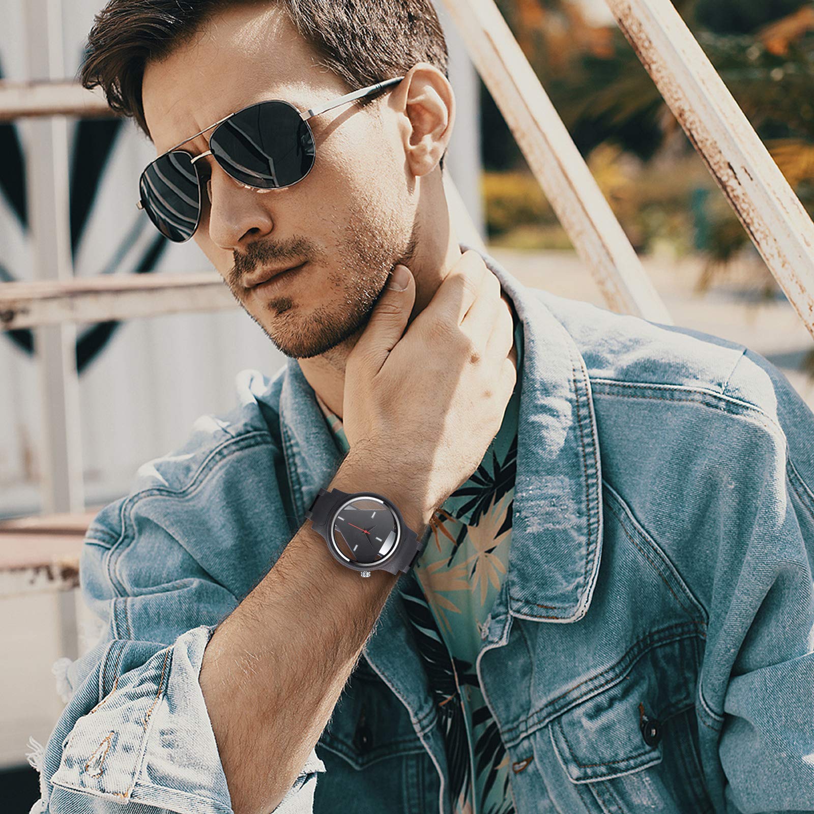 SUPBRO Holzuhren Herren & Damen Unisex Holzuhr Holz-Armbanduhr Analoge Quarzwerk Uhren Armband Einzigartige