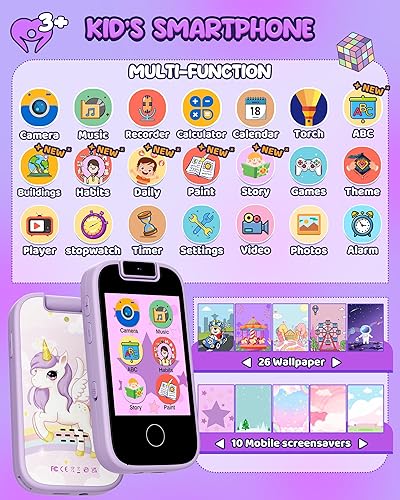 Miniatura 9 de Teléfono inteligente de juguete para niños, regalos de shiningstone y juguetes para niños de 3 a 7 años, teléfono celular falso para niños con