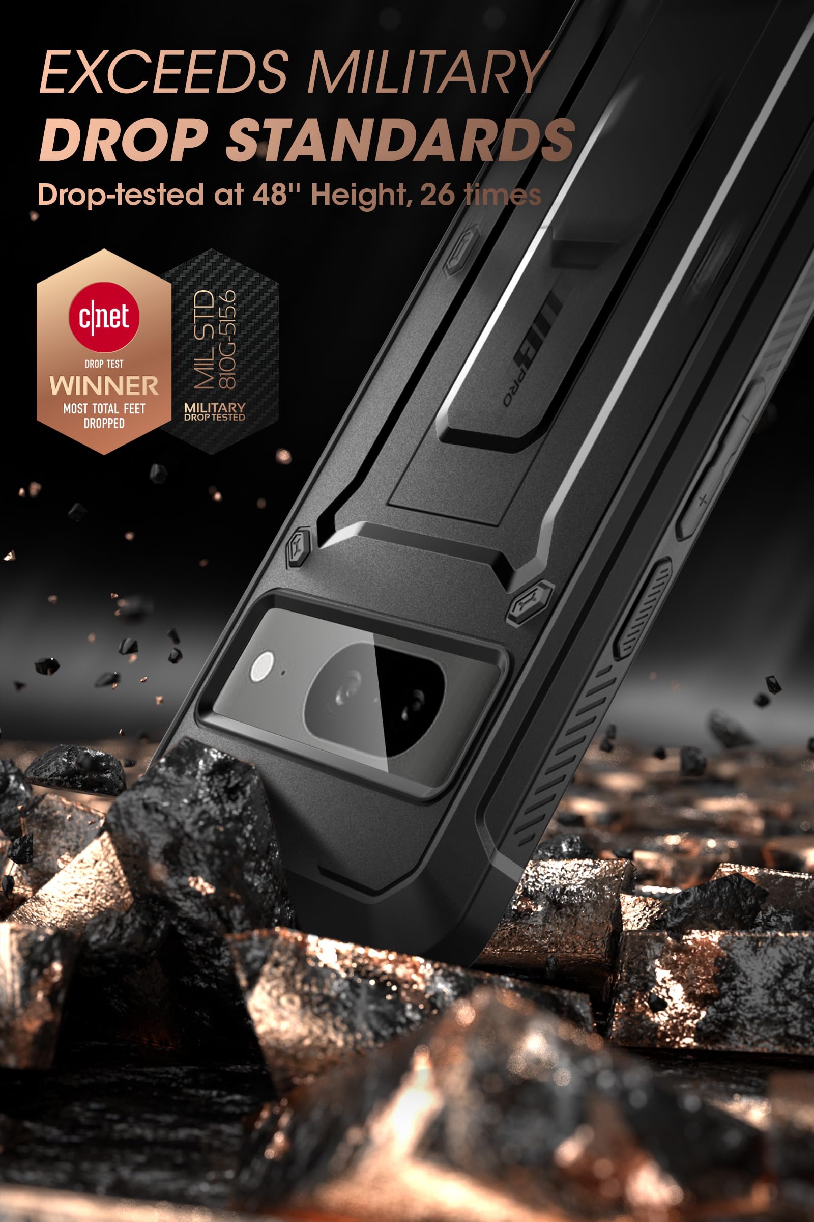 SUPCASE for Google Pixel 8A Case with Stand & Belt-Clip (Unicorn Beetle Pro), [Built-in Screen Protector] [Military-Grade Protection] Heavy Duty Rugged Kickstand Phone Case for Pixel 8A, Black