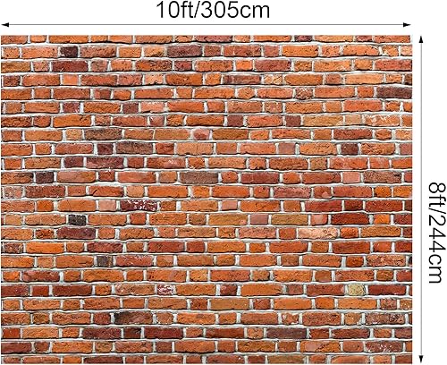 Miniatura 2 de Fondo de pared de ladrillo rojo de 10 x 8 pies para sesión de fotos, tela de poliéster, fondo de fondo de ladrillo para chimenea, decoración del