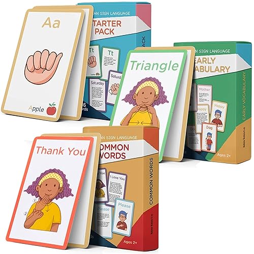 Tarjetas de lenguaje de señas americanas para niños pequeños y principiantes, 180 tarjetas flash ASL para bebés, niños pequeños, niños. Las tarjetas
