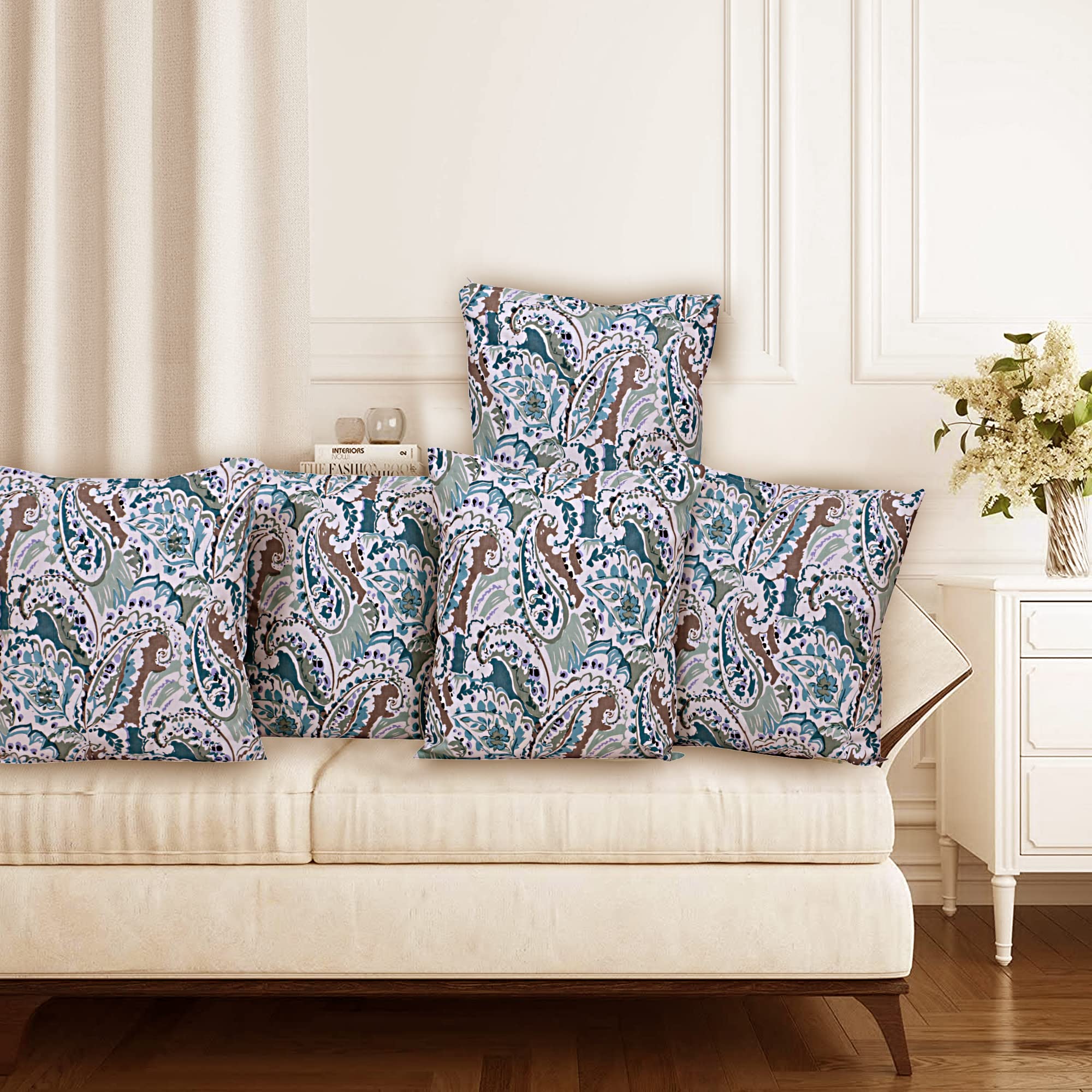 Go Texstylers Cotton Blue | Pack of 5 | 18 x 18 Inches Paisley Cushions Cover (B0CDS5VMGQ) Amazon Price History, Amazon Price Tracker