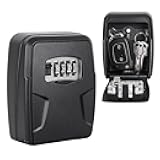 Fayleeko Key Lock Box Wall Mounted, 5 Keys Capacity, Key Safe Security Storage Lock Box for Indoor, Outdoor, Garage, Garden, Store (1 Pack, Black)