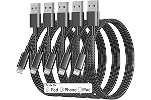 5-Pack Premium Flat Lightning Cable, 3ft MFi Certified Fast Charging Cords