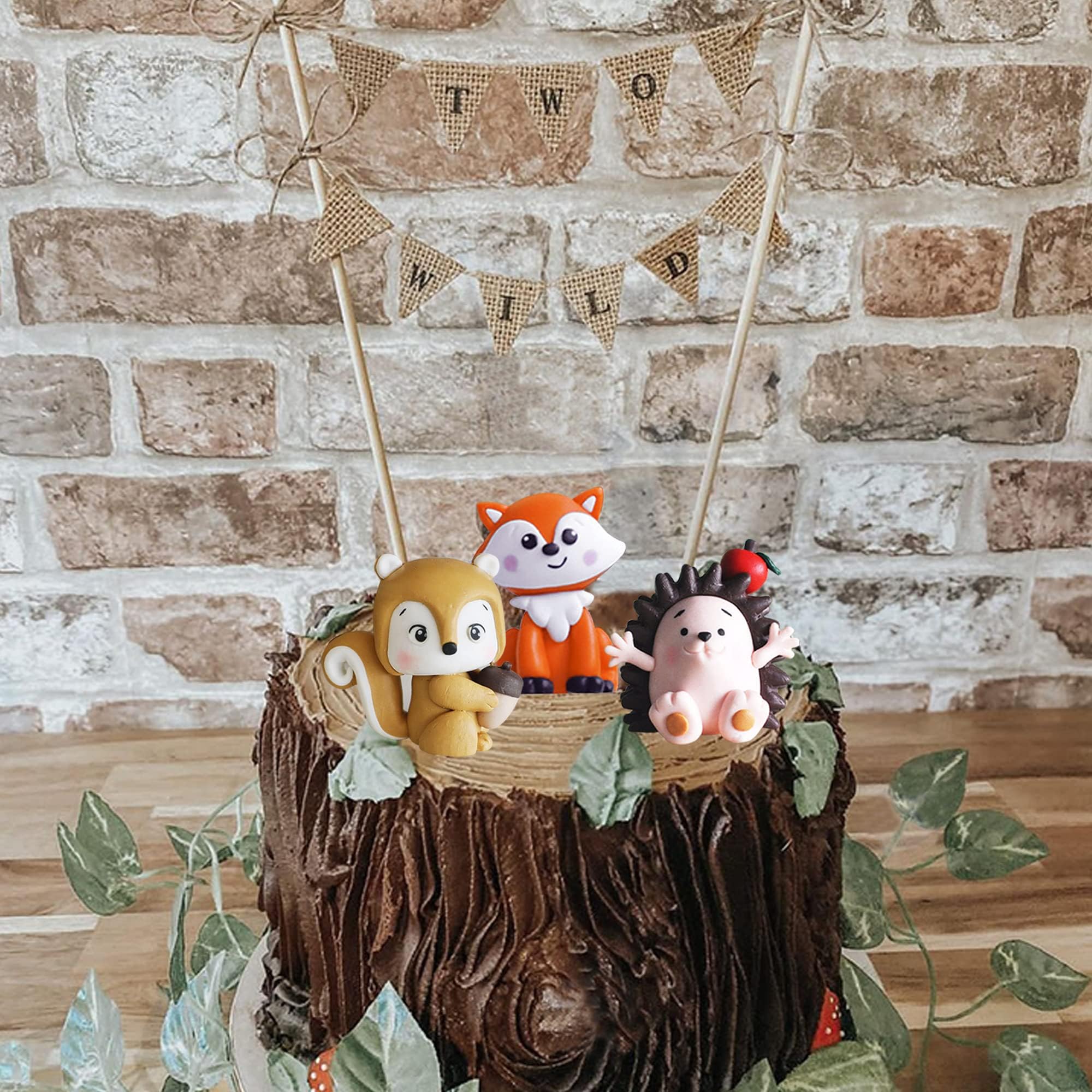 Topper Para Tarta De Mapache Y Setas - Decoración Cumpleaños Bosque, Figuras Animales Salvajes Para Fiestas Temáticas