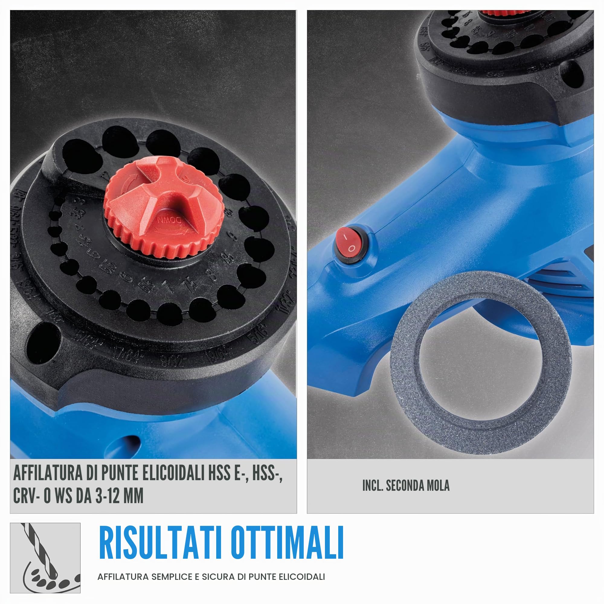 Güde 94420 - Rettificatrice per punte da trapano GBS 95 (90 W, diametro del trapano 3-12 mm, velocità del motore 13501/min, struttura robusta con piedini antiscivolo), colore: blu